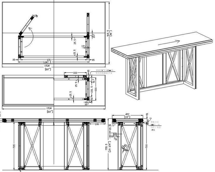 實(shí)木折疊餐桌設(shè)計(jì)圖紙